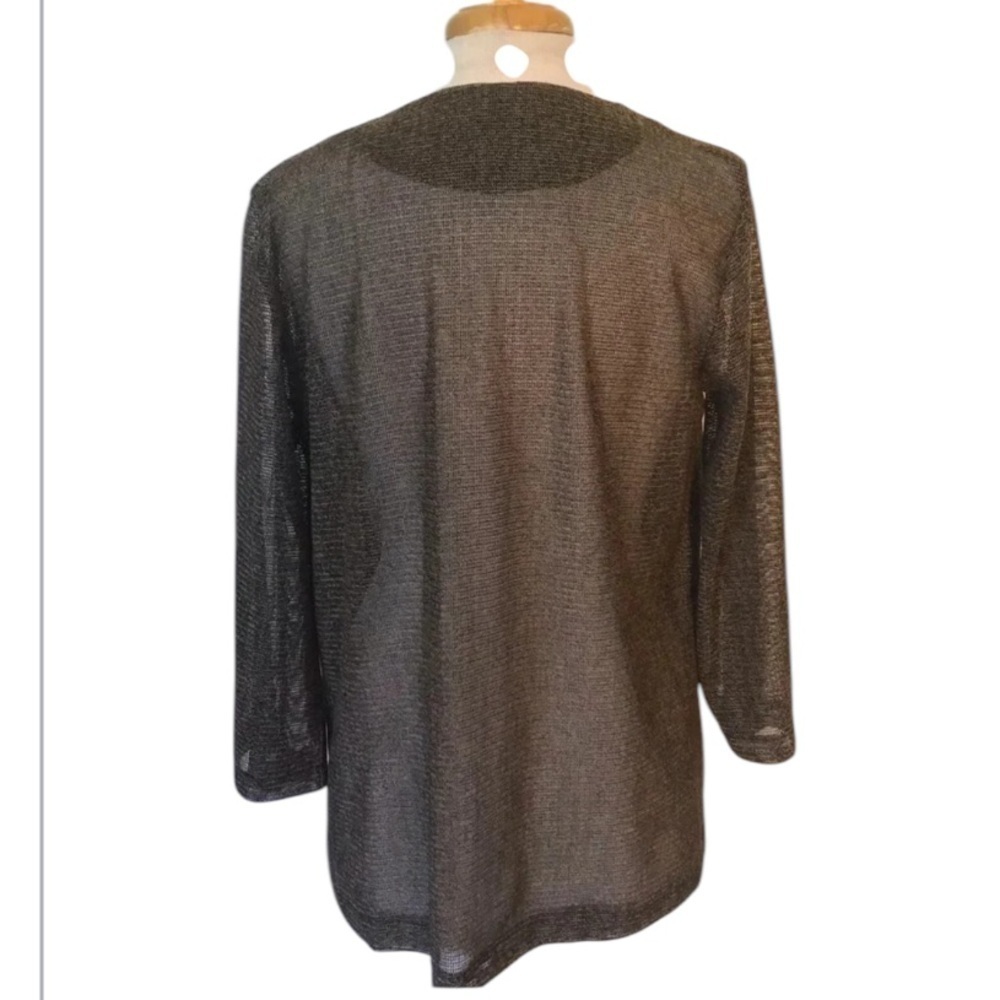 Damee Inc sheer gold black jacket cardigan pockets 3/4 sleeves evening S - Picture 3 of 9